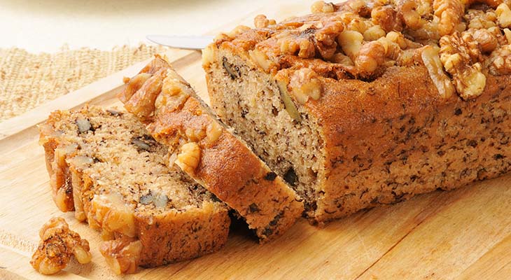Stock photo of banana bread with nuts