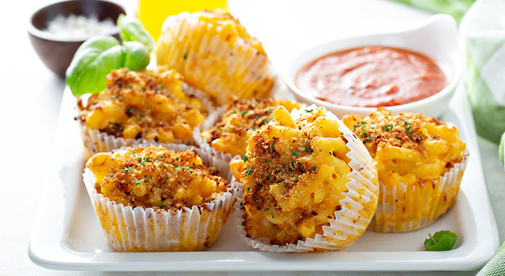 Stock photo of mac and cheese cups