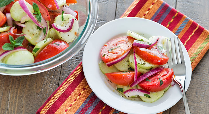 Stock photo of cucumber tomato salad