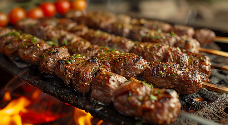 Stock photo of beef kebabs