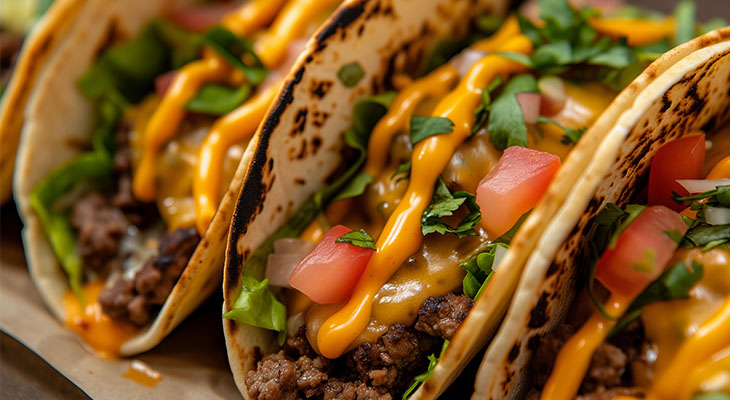 Stock photo of cheeseburger tacos