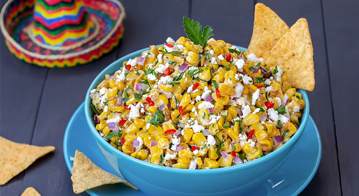 Stock photo of elote corn dip
