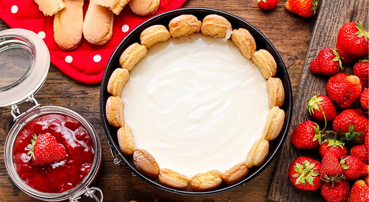 Stock photo of ladyfinger cheesecake