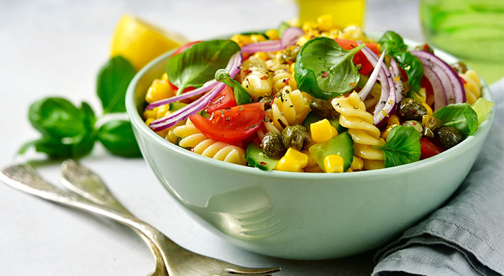Stock photo of rigatoni pasta salad