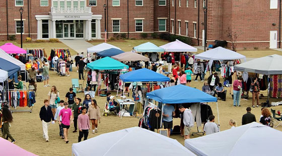 vintage market outside under tents