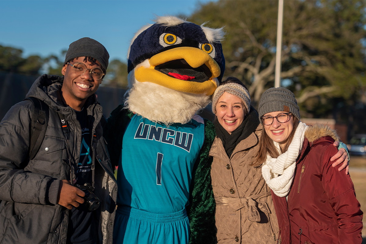 Sammy Seahawk with Students
