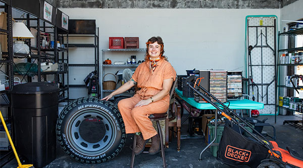 A photo of Sara Dousharm in her garage
