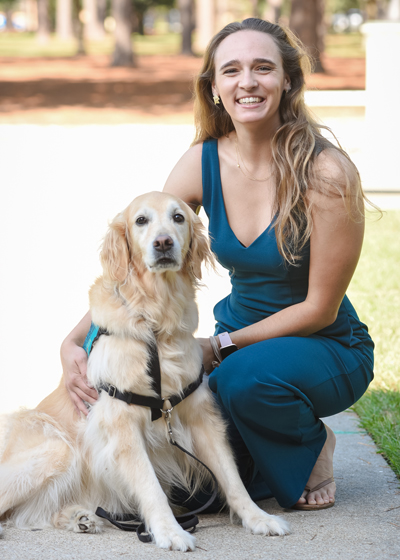 Samantha and her golden retriever, Rosie