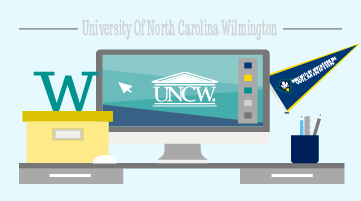 UNCW-themed desk space