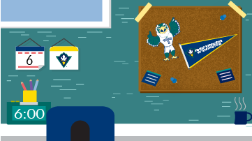UNCW-themed desk space