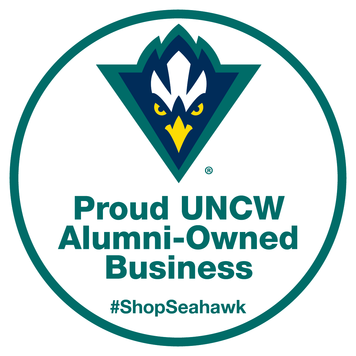 Proud UNCW Alumni-Owned Business #ShopSeahawk decal